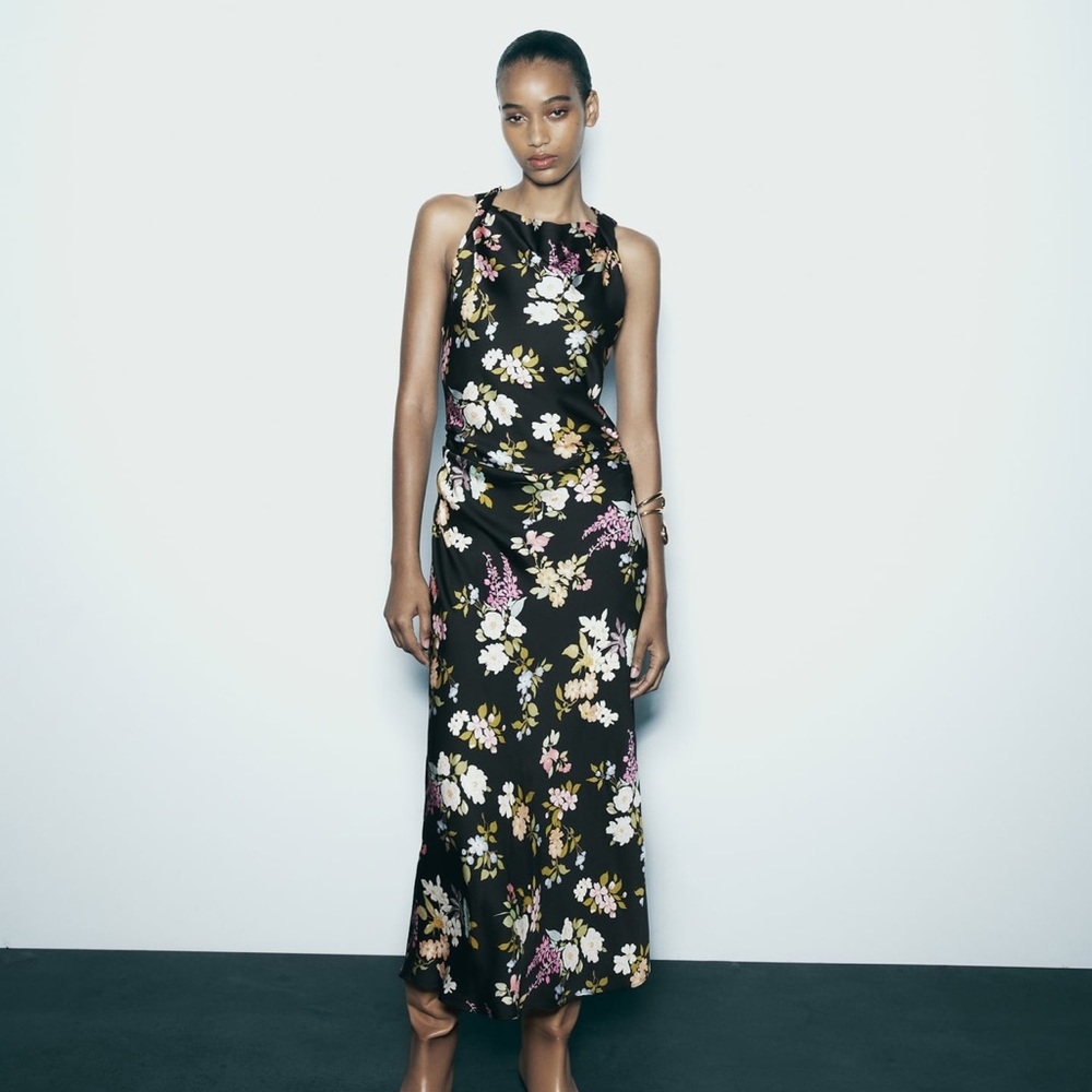 Zara Midi Floral Print Dress, Size L